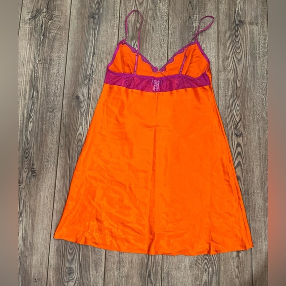 La Senza Fuchsia and Tangerine Lace Lingerie slip dress/nightgown size large - Picture 3 of 6